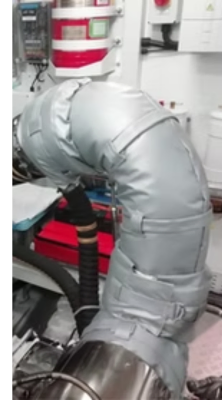 ヨットエンジンルームのセラミックファイバーカバー