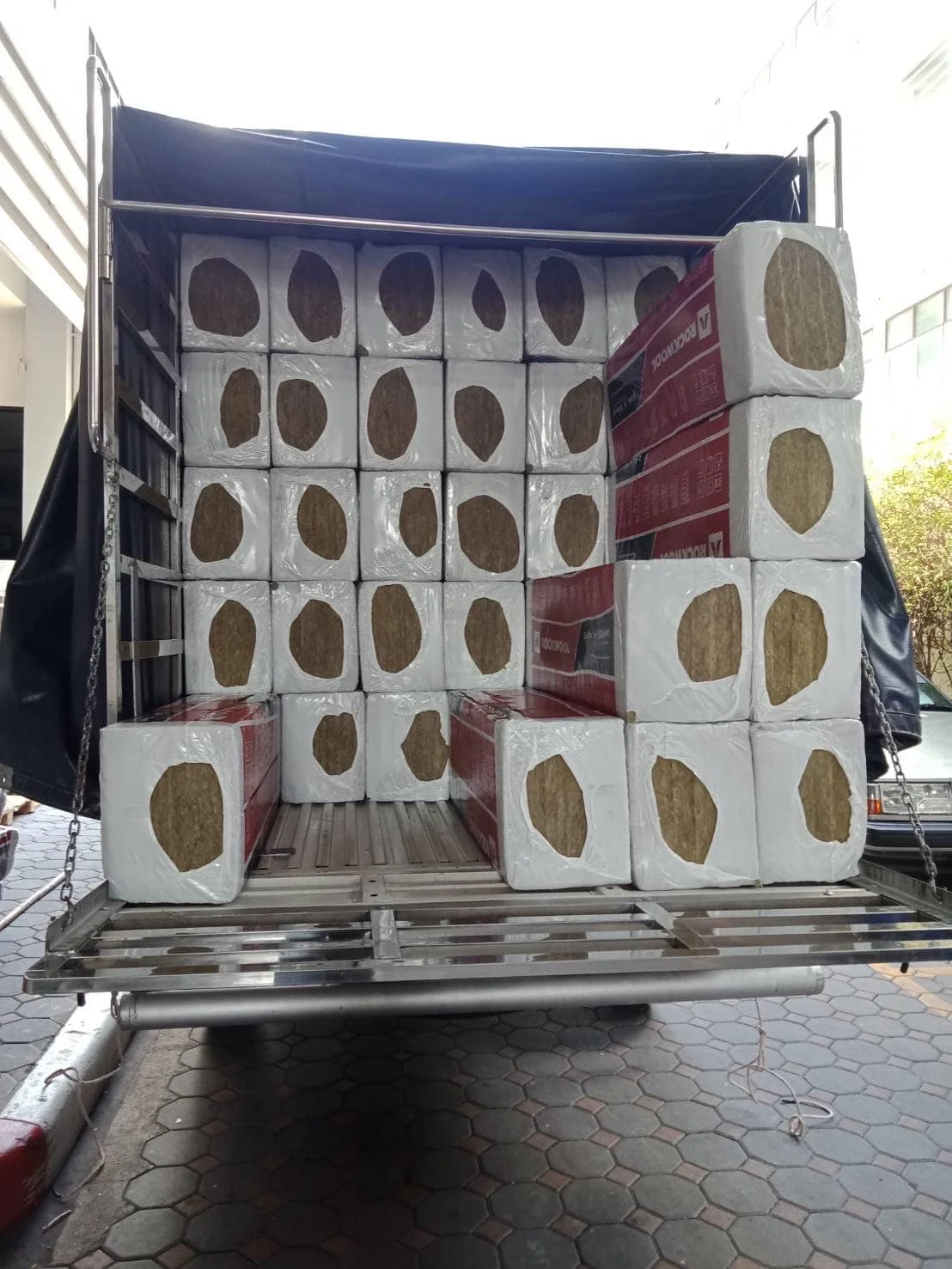 Truck loaded with Rockwool pipe insulation ready for delivery